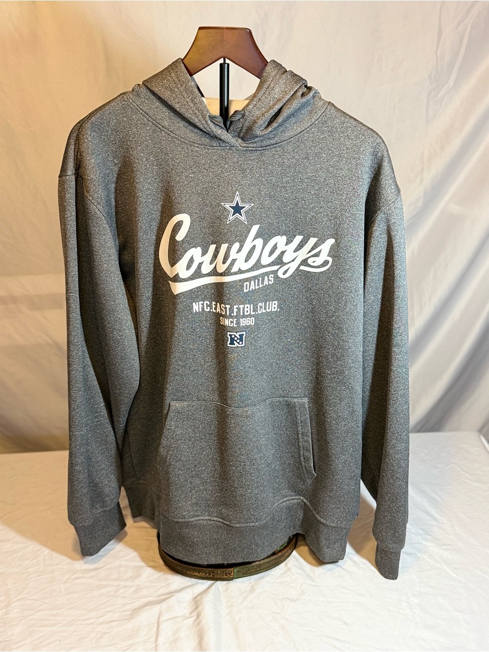 UNK Dallas Cowboys Heather Gray Fleece Lined Pullover Hoodie size XL (UU6)